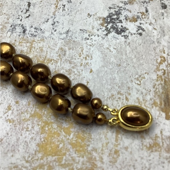 Vintage Carolee Hand Knotted Gold Over Sterling  Beaded Bracelet - Picture 2 of 5